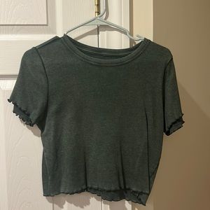 Aerie Green ruffle hem baby tee
